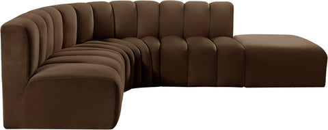 Briar Brown 127 Velvet Upholstered Modular Sectional, 5-Piece