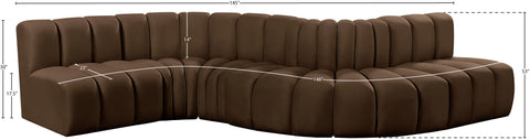 Briar Brown 145 Velvet Upholstered Modular Sectional , 6-Piece (Style 1)