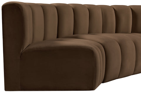 Briar Brown 145 Velvet Upholstered Modular Sectional , 6-Piece (Style 1)