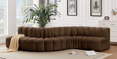 Briar Brown 145 Velvet Upholstered Modular Sectional , 6-Piece (Style 1)
