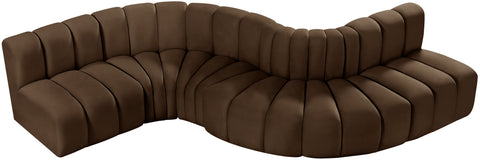 Briar Brown 145 Velvet Upholstered Modular Sectional , 6-Piece (Style 1)