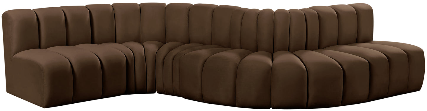 zara brown velvet modular sofa s6a