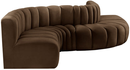 Zara Brown Velvet Modular Sofa S6A