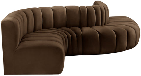 Briar Brown 145 Velvet Upholstered Modular Sectional , 6-Piece (Style 1)