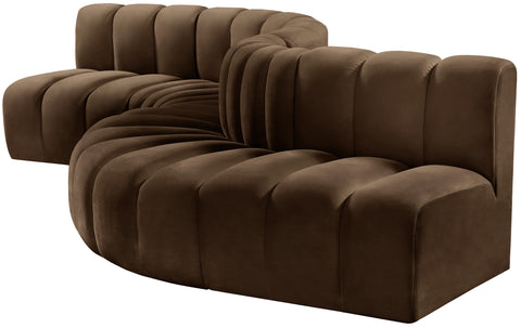Briar Brown 145 Velvet Upholstered Modular Sectional , 6-Piece (Style 1)