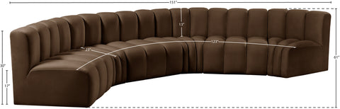 Briar Brown 151 Velvet Upholstered Modular Sectional, 6-Piece