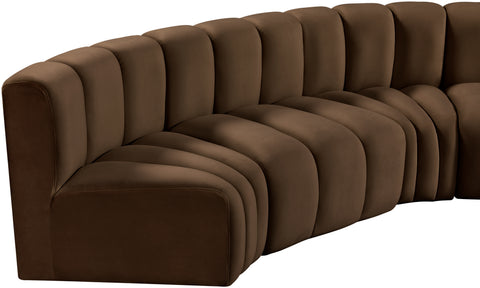 Briar Brown 151 Velvet Upholstered Modular Sectional, 6-Piece