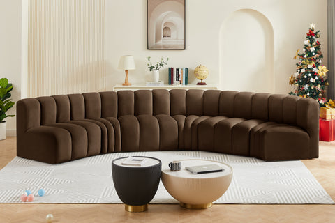Briar Brown 151 Velvet Upholstered Modular Sectional, 6-Piece