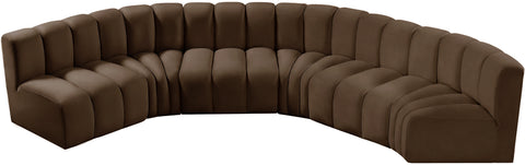 Briar Brown 151 Velvet Upholstered Modular Sectional, 6-Piece