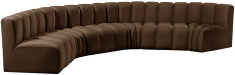Briar Brown 151 Velvet Upholstered Modular Sectional, 6-Piece