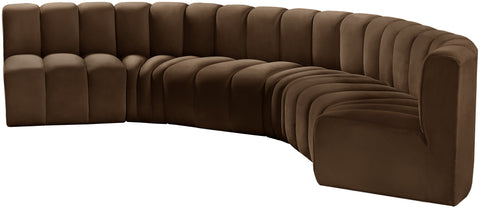 Briar Brown 151 Velvet Upholstered Modular Sectional, 6-Piece
