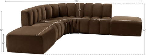 Briar Brown 146 Velvet Upholstered Modular Sectional, 6-Piece