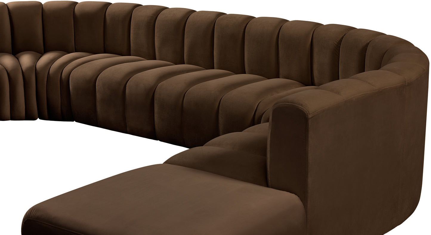 zara brown velvet modular sofa s6c