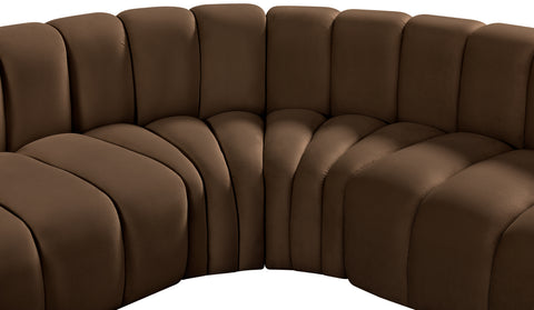 Briar Brown 146 Velvet Upholstered Modular Sectional, 6-Piece