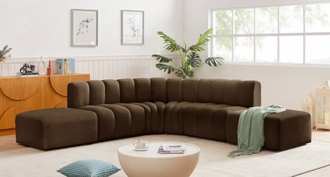 Briar Brown 146 Velvet Upholstered Modular Sectional, 6-Piece
