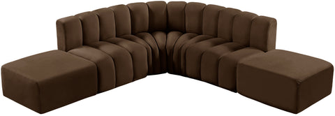 Briar Brown 146 Velvet Upholstered Modular Sectional, 6-Piece