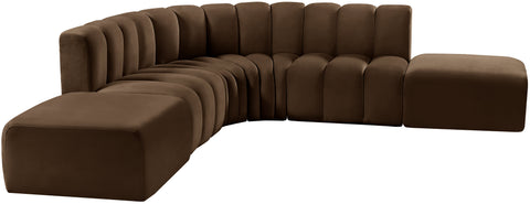 Briar Brown 146 Velvet Upholstered Modular Sectional, 6-Piece