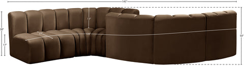 Briar Brown 145 Velvet Upholstered Modular Sectional , 6-Piece (Style 2)