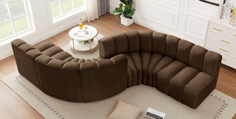 Briar Brown 145 Velvet Upholstered Modular Sectional , 6-Piece (Style 2)