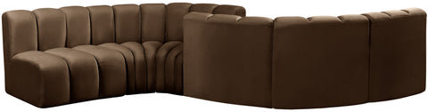 Briar Brown 145 Velvet Upholstered Modular Sectional , 6-Piece (Style 2)