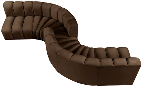 Briar Brown 145 Velvet Upholstered Modular Sectional , 6-Piece (Style 2)