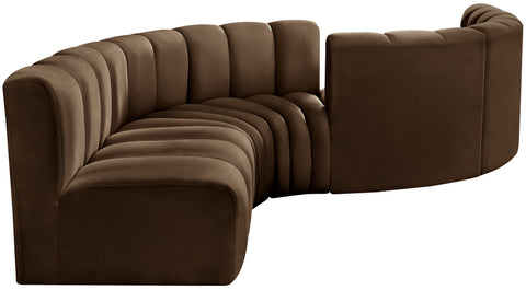 Briar Brown 145 Velvet Upholstered Modular Sectional , 6-Piece (Style 2)