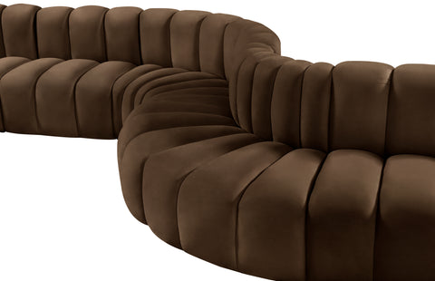 Briar Brown 145 Velvet Upholstered Modular Sectional , 6-Piece (Style 2)