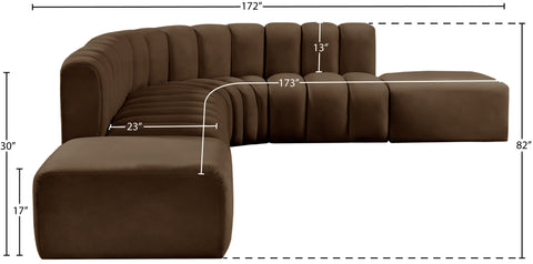 Yara 172" Velvet Upholstered Sectional, 7-Piece