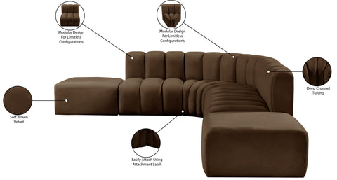 Yara 172" Velvet Upholstered Sectional, 7-Piece