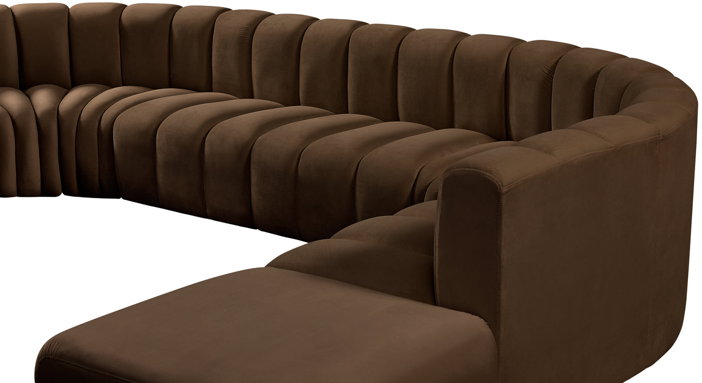 zara brown velvet modular sofa s7a