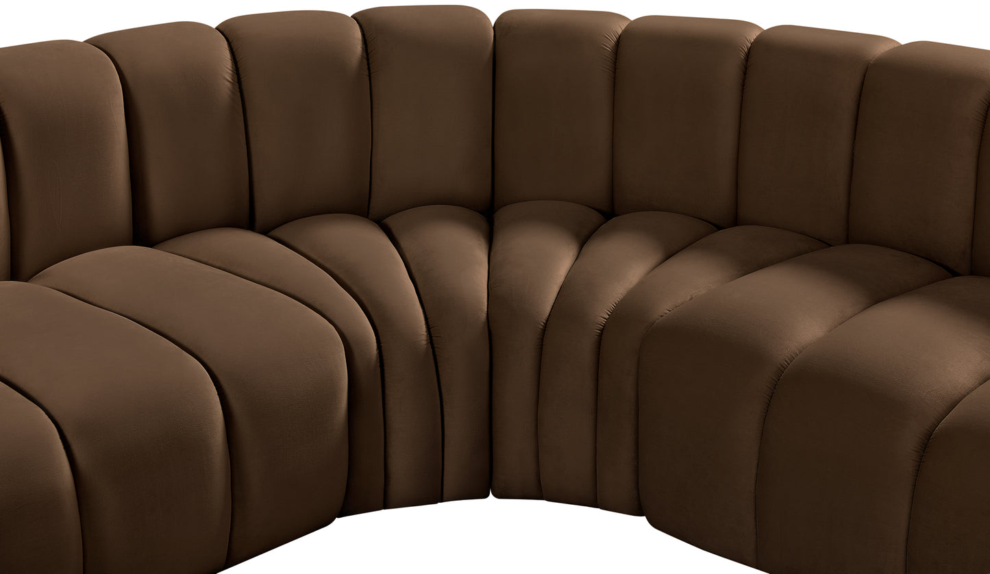 zara brown velvet modular sofa s7a