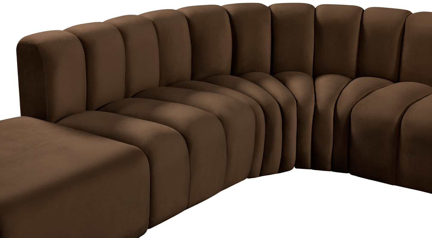 zara brown velvet modular sofa s7a