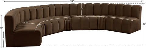 Briar Brown 162 Velvet Upholstered Modular Sectional, 7-Piece