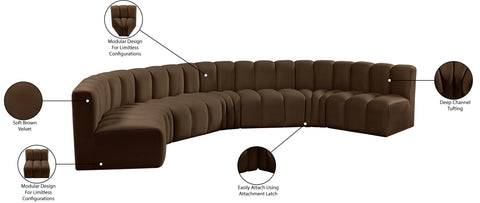 Briar Brown 162 Velvet Upholstered Modular Sectional, 7-Piece