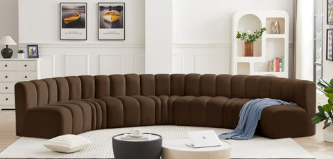 Briar Brown 162 Velvet Upholstered Modular Sectional, 7-Piece