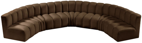 Briar Brown 162 Velvet Upholstered Modular Sectional, 7-Piece