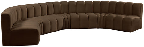 Briar Brown 162 Velvet Upholstered Modular Sectional, 7-Piece