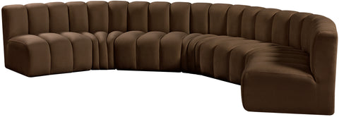 Briar Brown 162 Velvet Upholstered Modular Sectional, 7-Piece