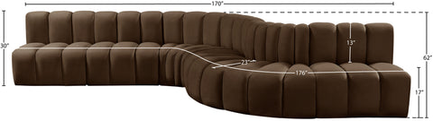 Briar Brown 170 Velvet Upholstered Modular Sectional, 7-Piece