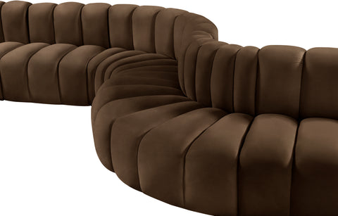 Briar Brown 170 Velvet Upholstered Modular Sectional, 7-Piece