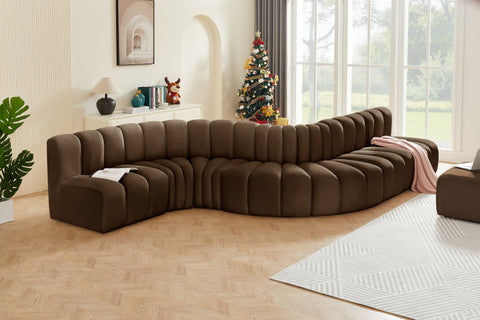 Briar Brown 170 Velvet Upholstered Modular Sectional, 7-Piece