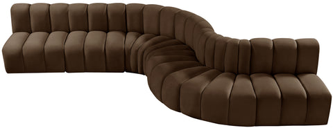 Briar Brown 170 Velvet Upholstered Modular Sectional, 7-Piece