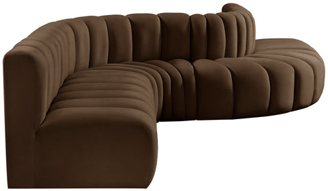 Briar Brown 170 Velvet Upholstered Modular Sectional, 7-Piece