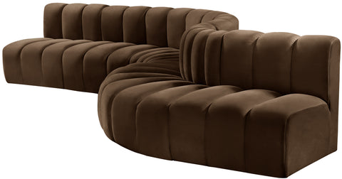 Briar Brown 170 Velvet Upholstered Modular Sectional, 7-Piece