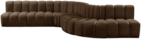 Briar Brown 170 Velvet Upholstered Modular Sectional, 7-Piece