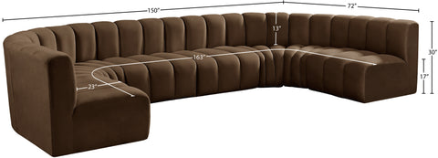 Briar Brown 150 Velvet Upholstered Modular Sectional, 8-Piece