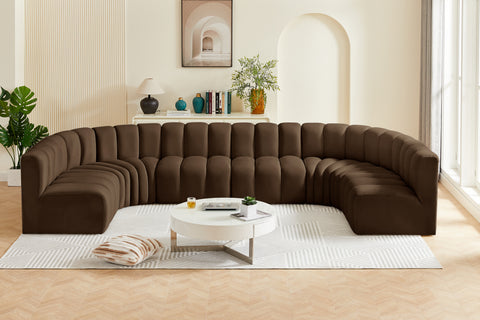 Briar Brown 150 Velvet Upholstered Modular Sectional, 8-Piece