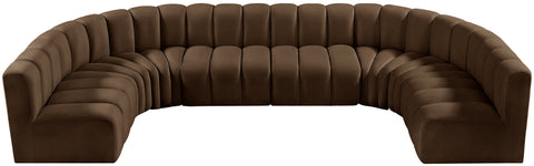 Briar Brown 150 Velvet Upholstered Modular Sectional, 8-Piece