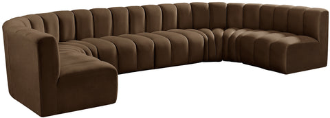 Briar Brown 150 Velvet Upholstered Modular Sectional, 8-Piece