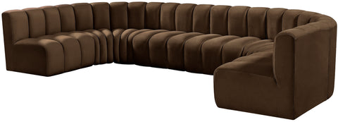 Briar Brown 150 Velvet Upholstered Modular Sectional, 8-Piece